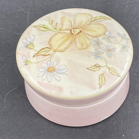 Vtg Tracy Porter Trinket Box Lid Embrace the Sweetness Life Pink Floral Round - Picture 1 of 13